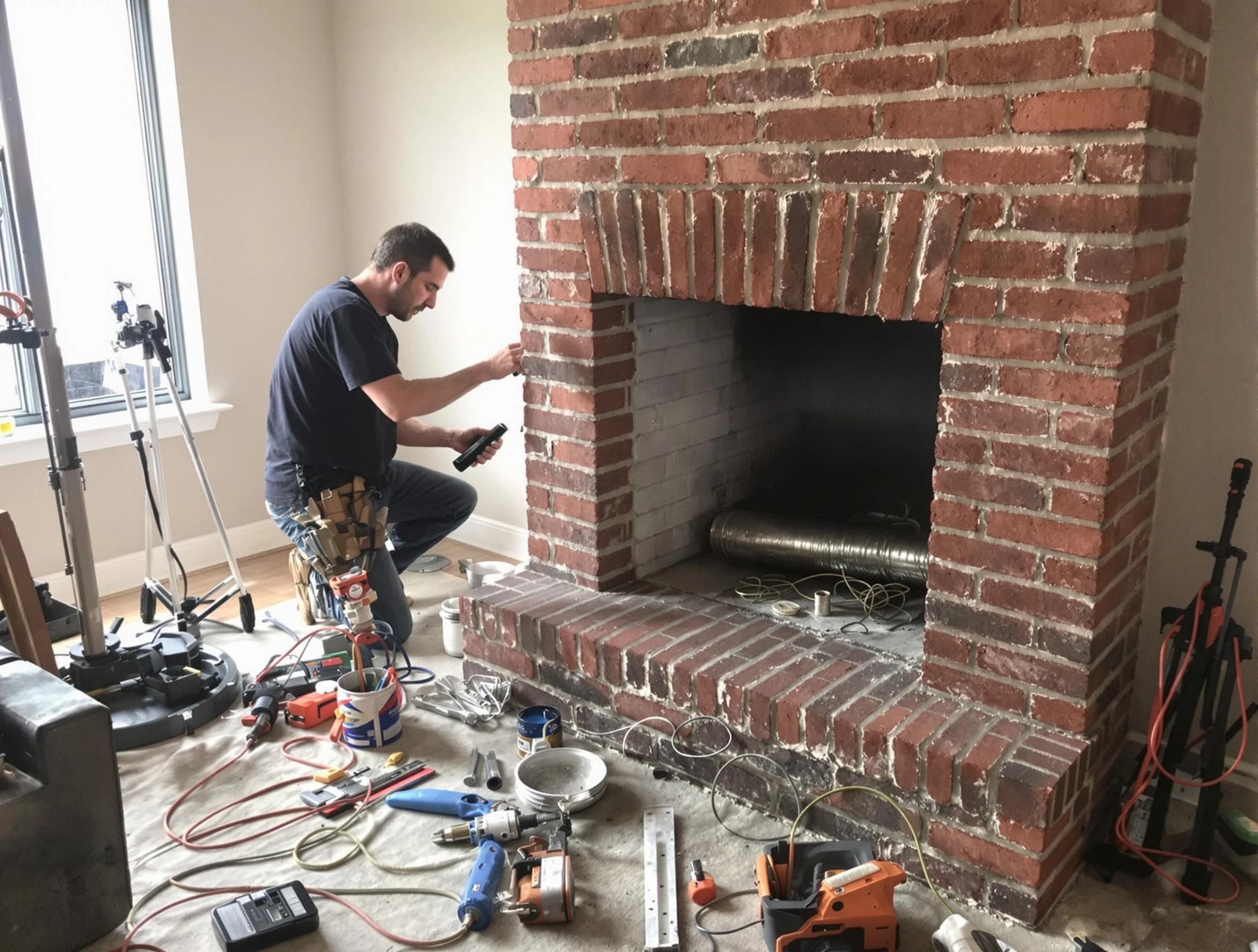 Murrysville Chimney Sweep specialist finalizing chimney liner service in Murrysville, PA