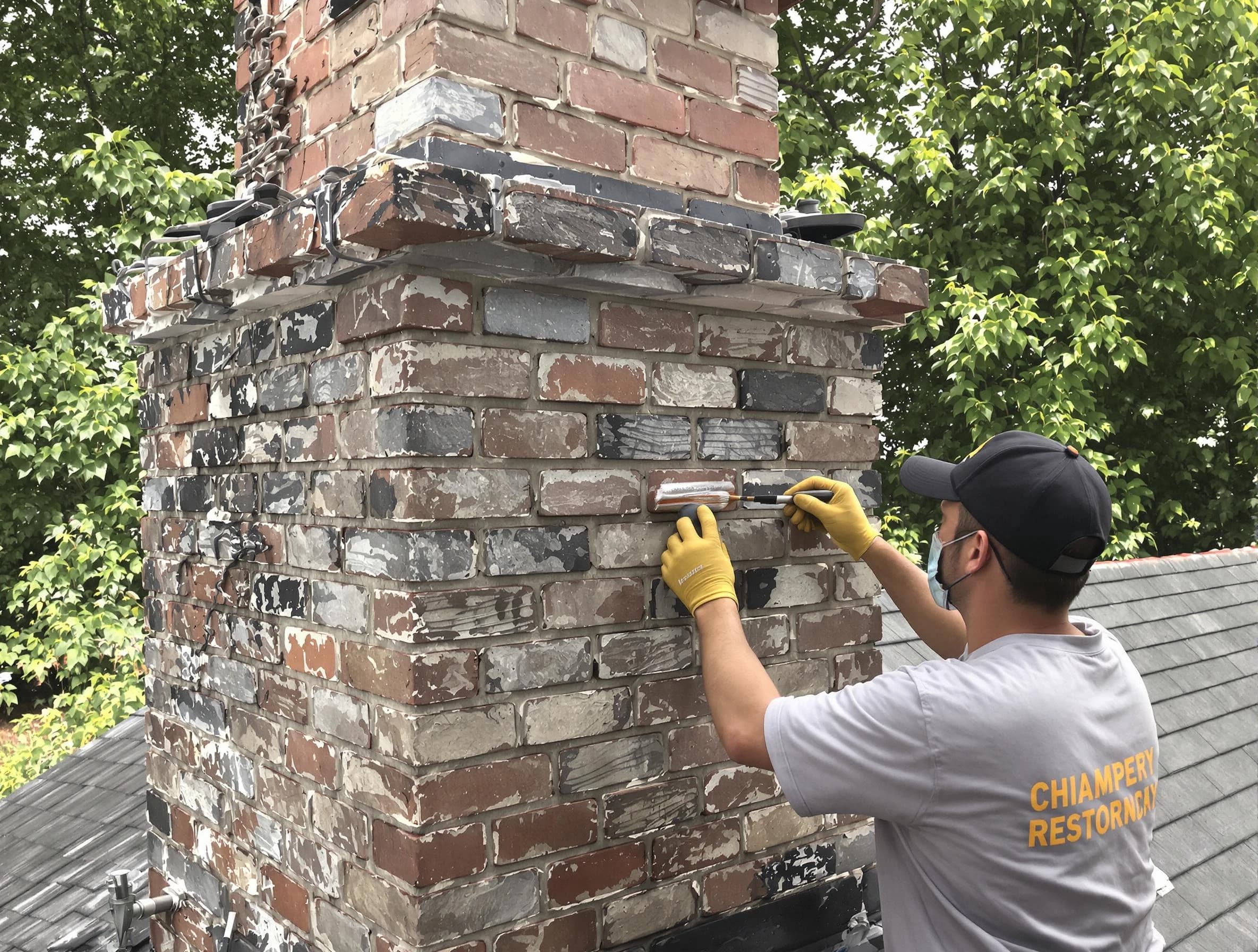In-progress chimney restoration by Murrysville Chimney Sweep in Murrysville, PA