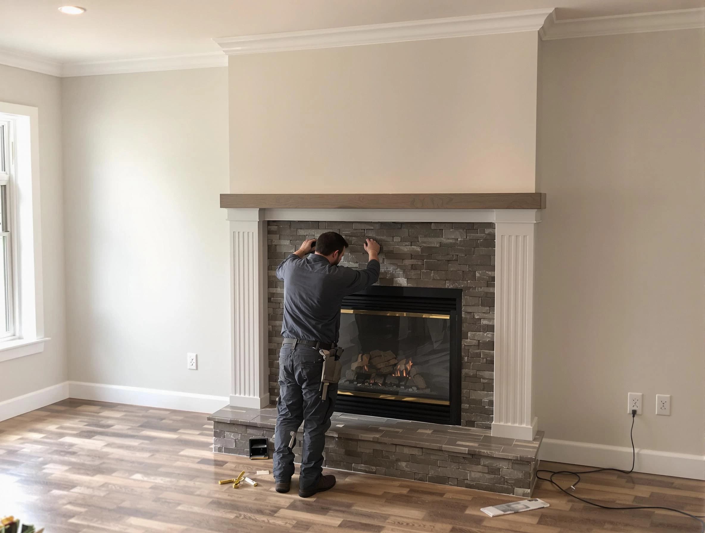 Murrysville Chimney Sweep finishing a custom fireplace install in Murrysville, PA