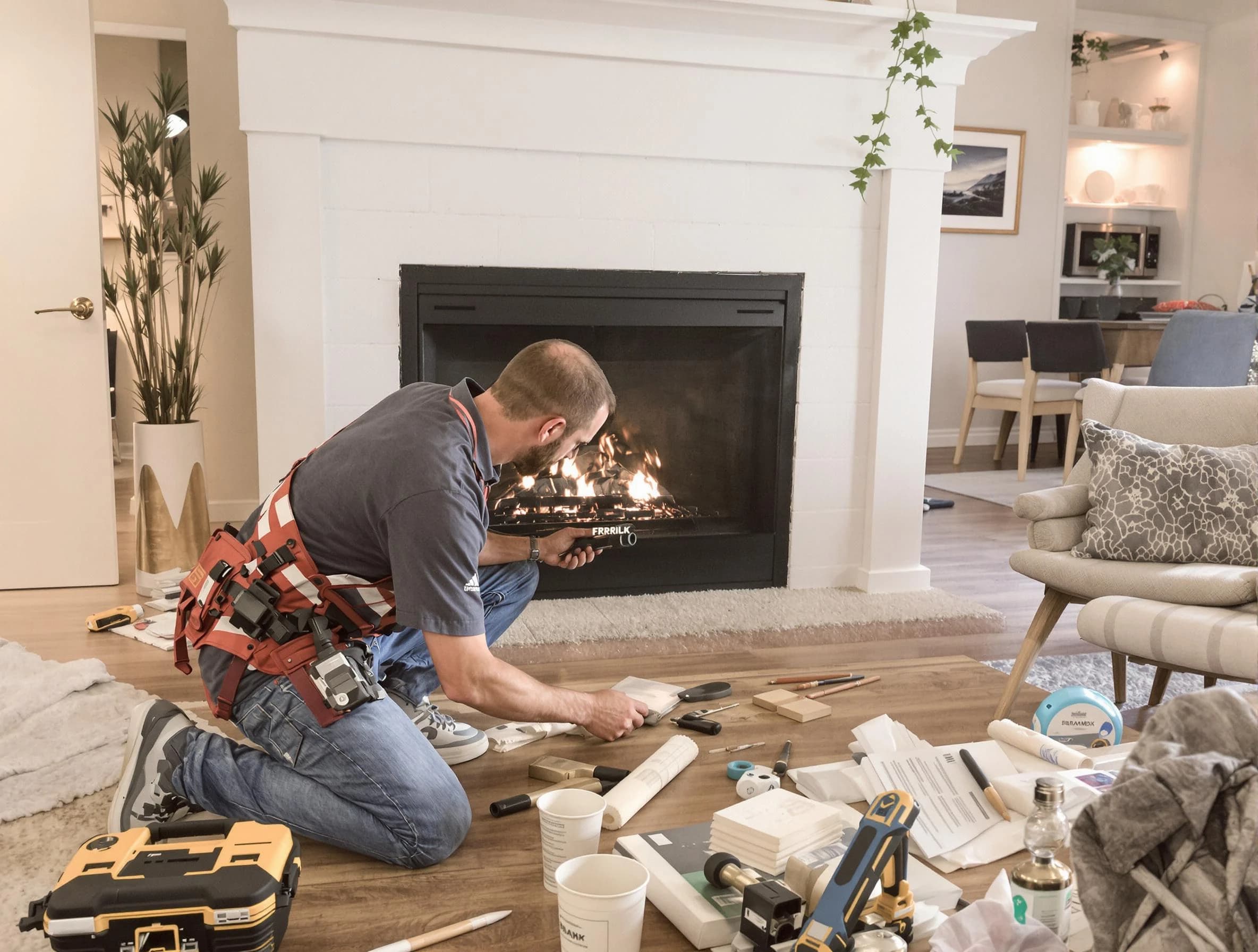 Murrysville Chimney Sweep performing fireplace repair in Murrysville, PA