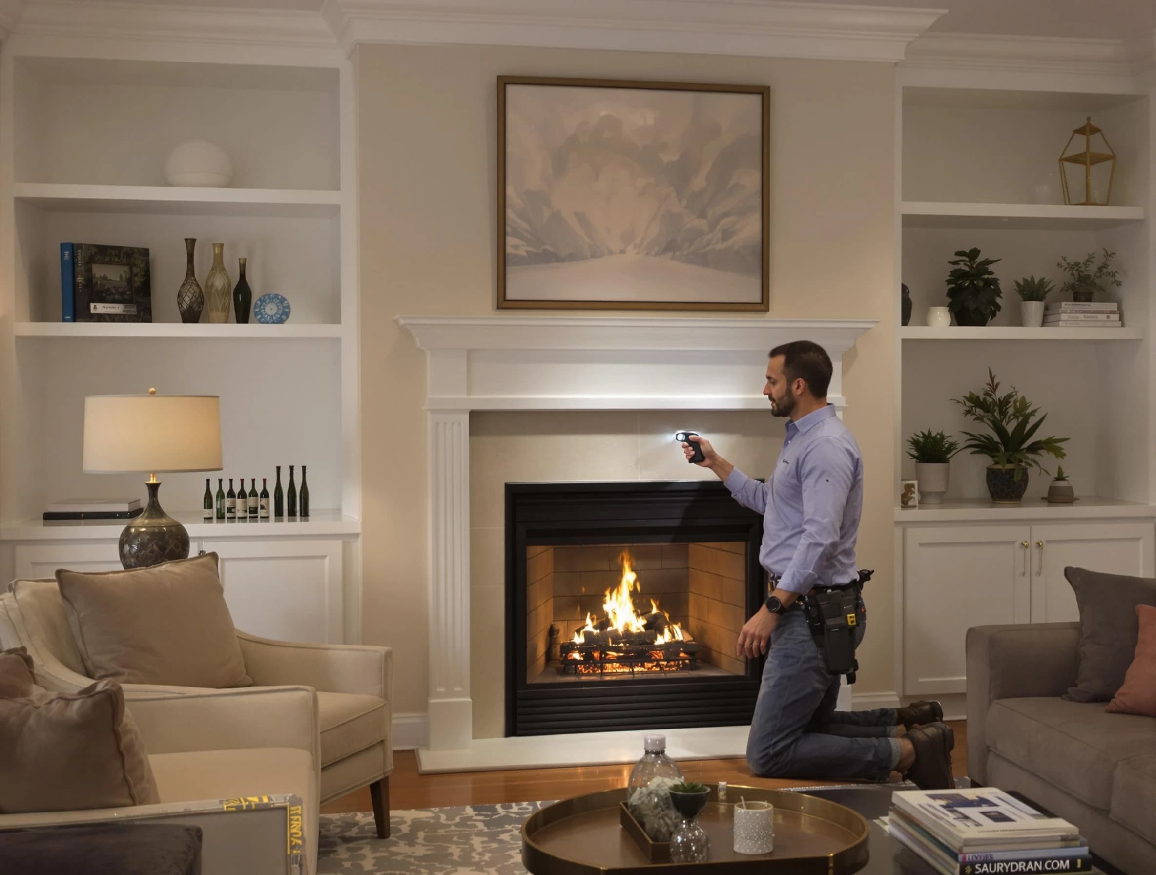 Murrysville Chimney Sweep conducting a fireplace safety inspection in Murrysville, PA