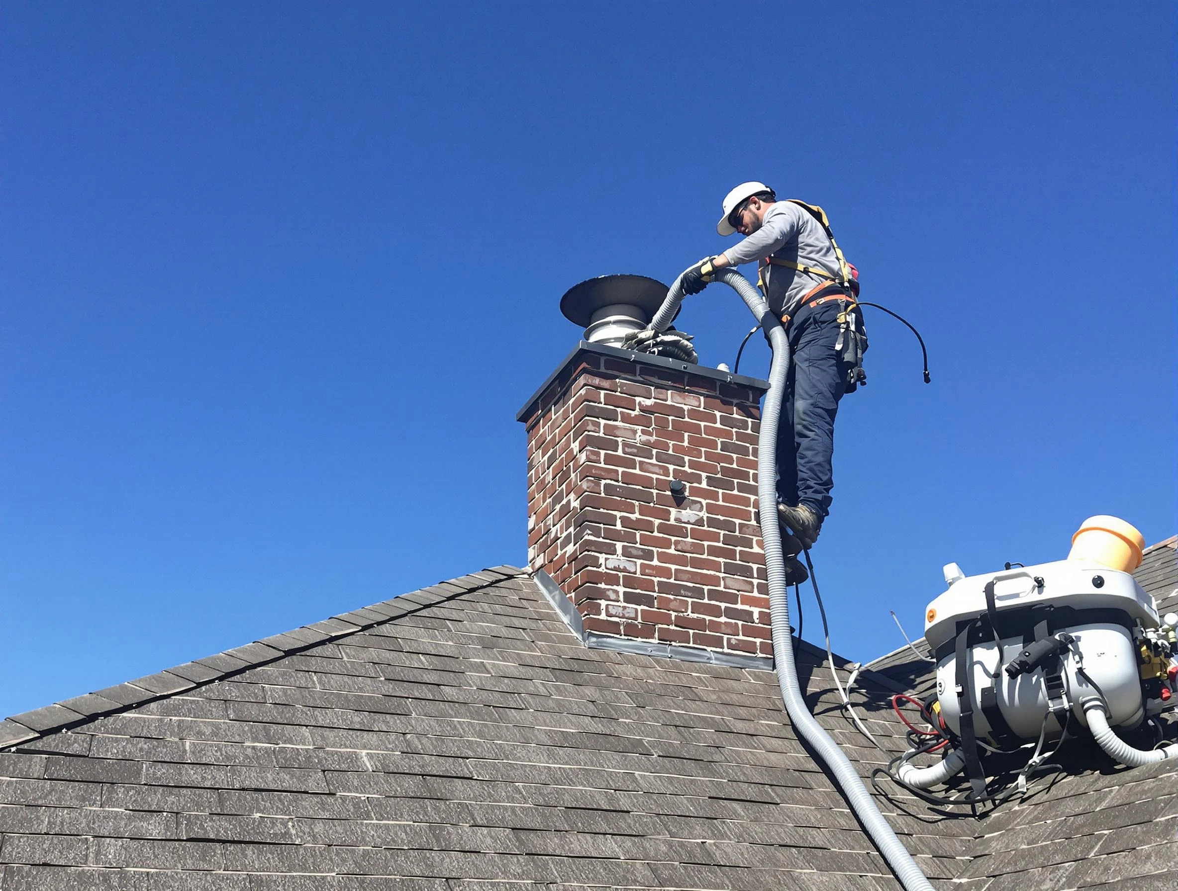 Dedicated Murrysville Chimney Sweep team member cleaning a chimney in Murrysville, PA