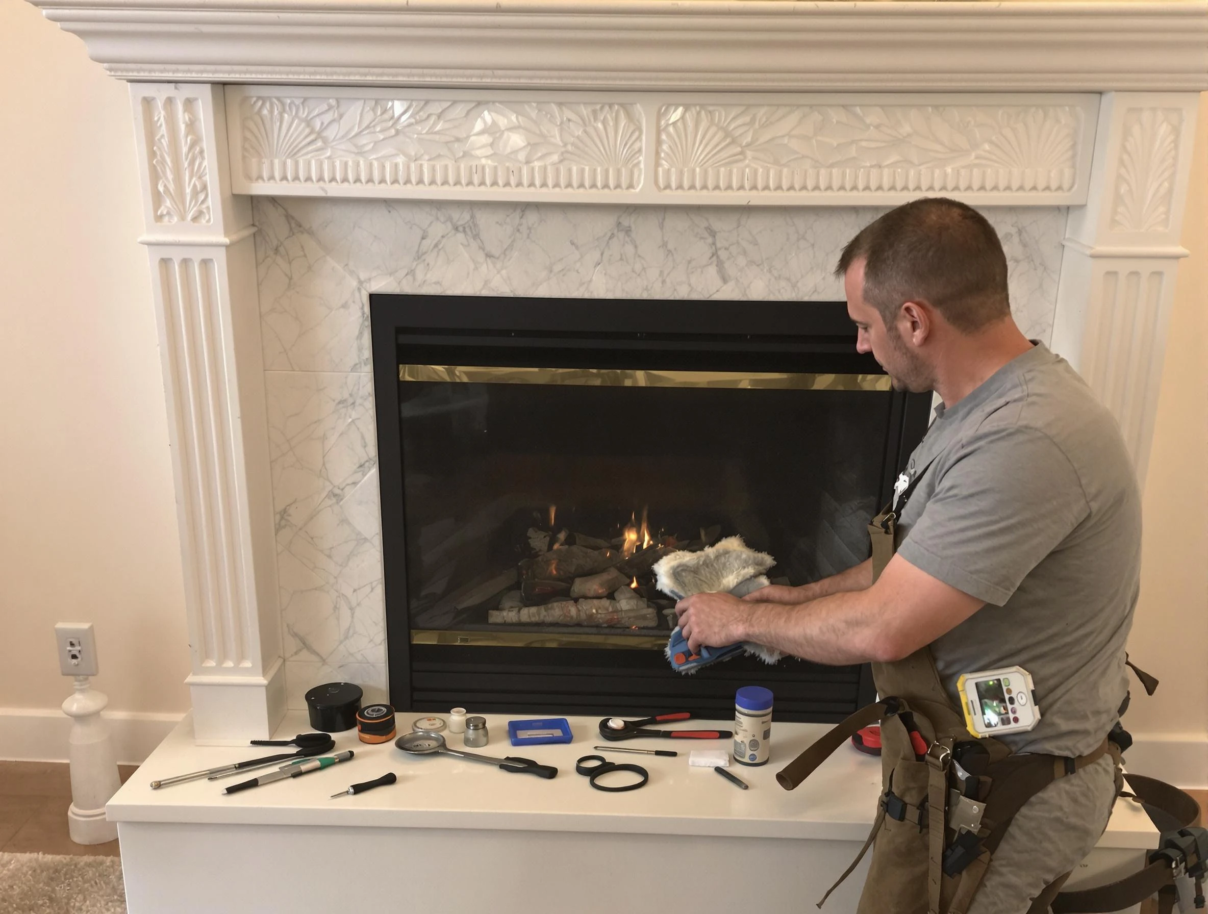Murrysville Chimney Sweep performing fireplace maintenance in Murrysville, PA